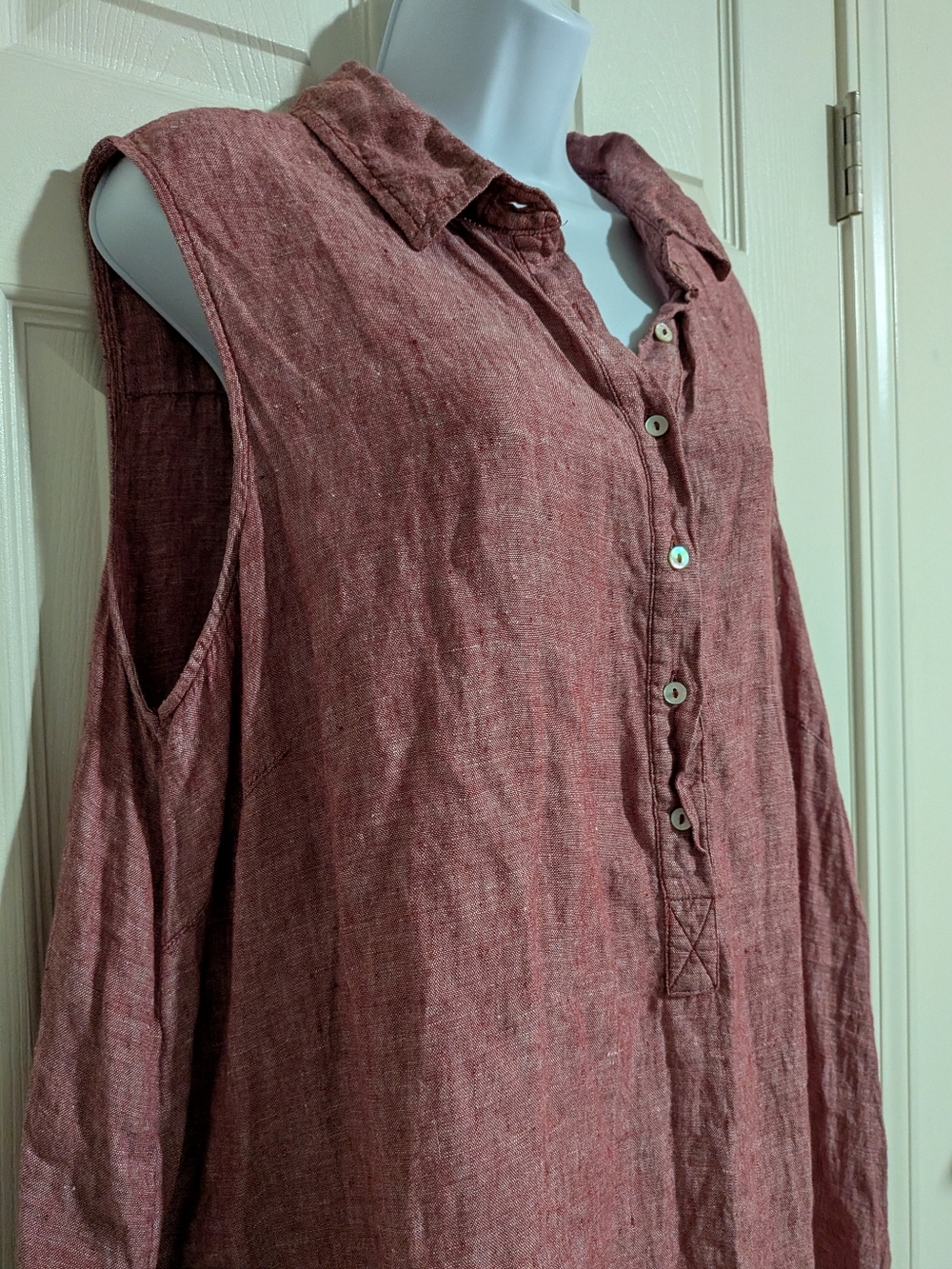 Tahari Sleeveless 100% Linen Shirt Dress Plus 3X - Picture 2 of 7